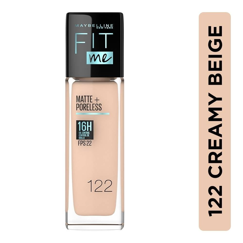 MAYBELLINE New York Fit Me Matte + Poreless Foundation Makeup, 122 Creamy Beige, 1 oz