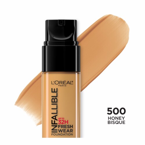 L'ORÉAL PARIS Infallible 32 Hour Fresh Wear Lightweight Foundation, 500 Honey Bisque, 1 oz.