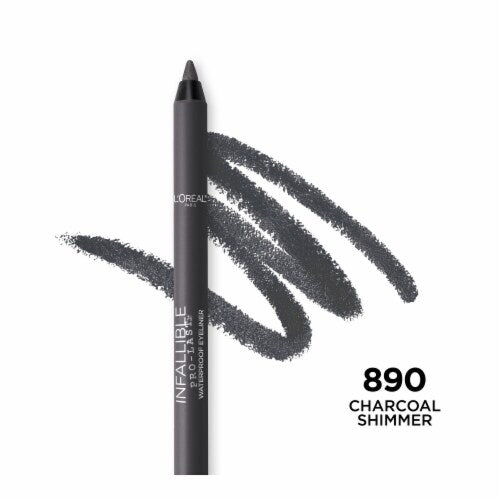 L'ORÉAL PARIS Infallible Pro-Last Waterproof, Up to 24HR Pencil Eyeliner, 890 Charcoal Shimmer, 0.042 oz.