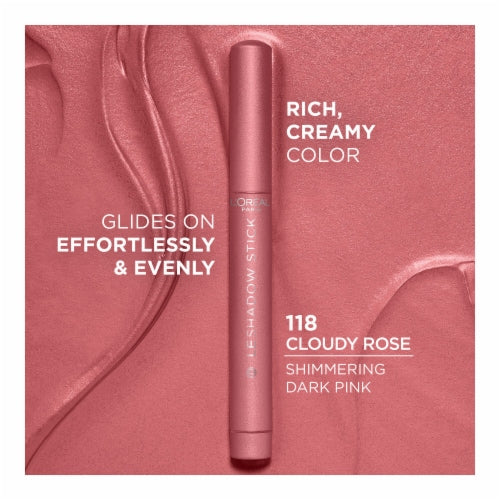 L'ORÉAL PARIS Le Shadow Stick Blendable Cream Eyeshadow Stick, 118 Cloudy Rose, 0.049 oz