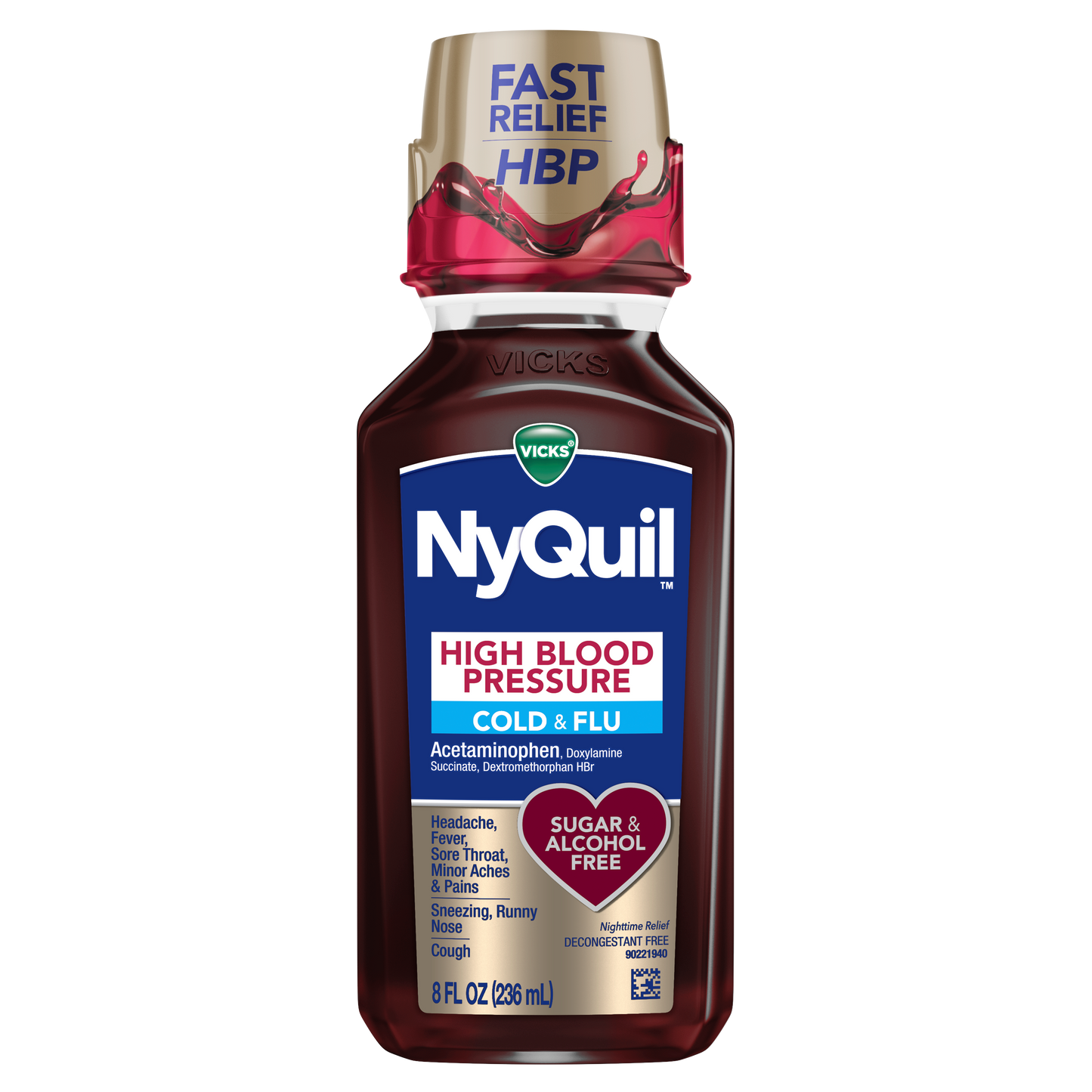 Vicks Nyquil Cold & Flu 8oz High Blood Pressure