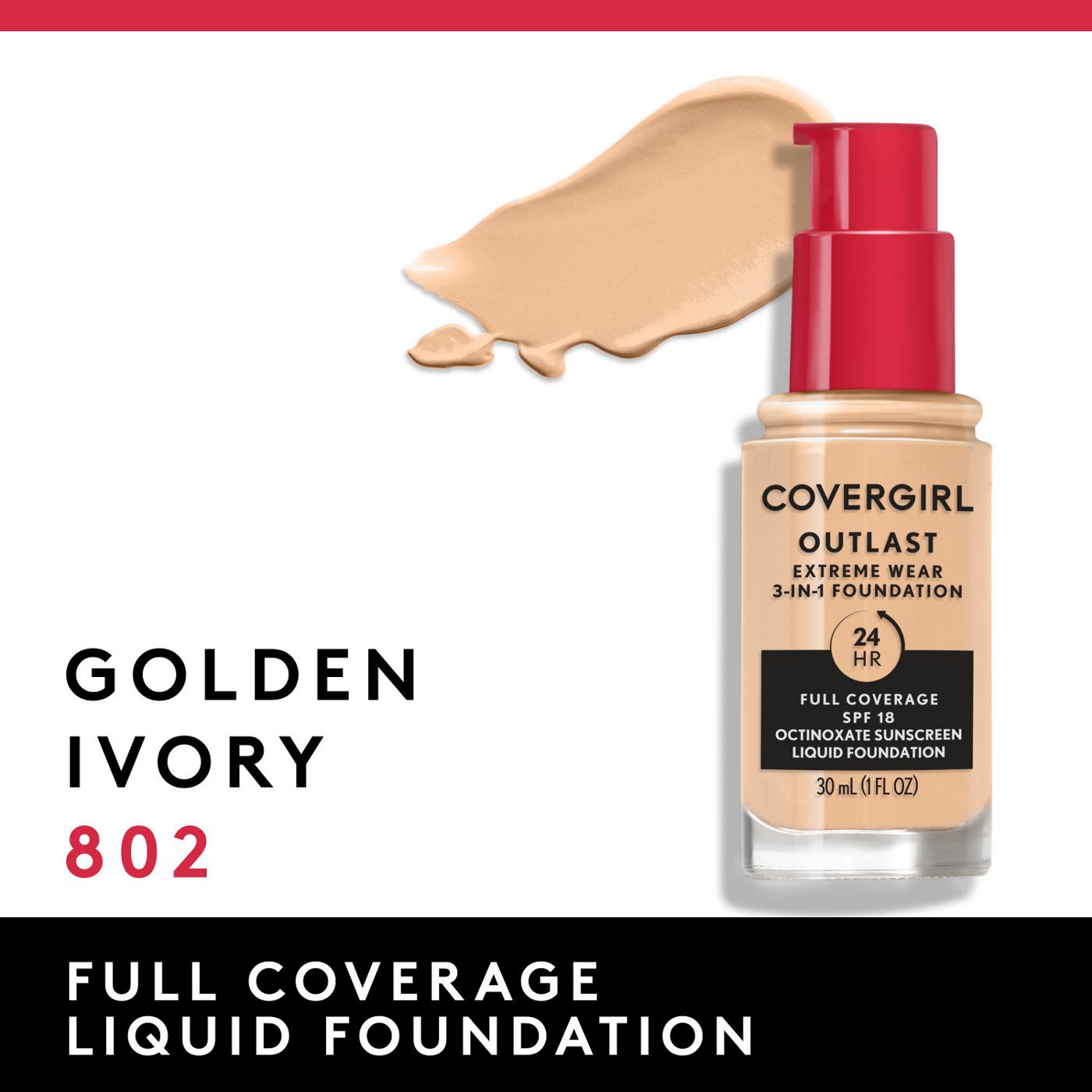 COVERGIRL Outlast Extreme Full Coverage Liquid Foundation - 802 Golden Ivory
