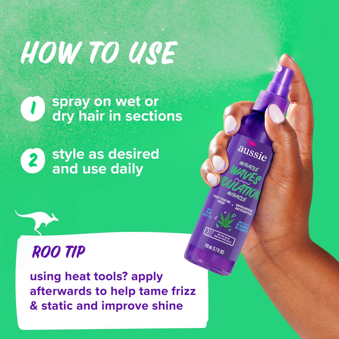 Aussie Miracle Waves Frizz- Fighting Spray 5.7oz