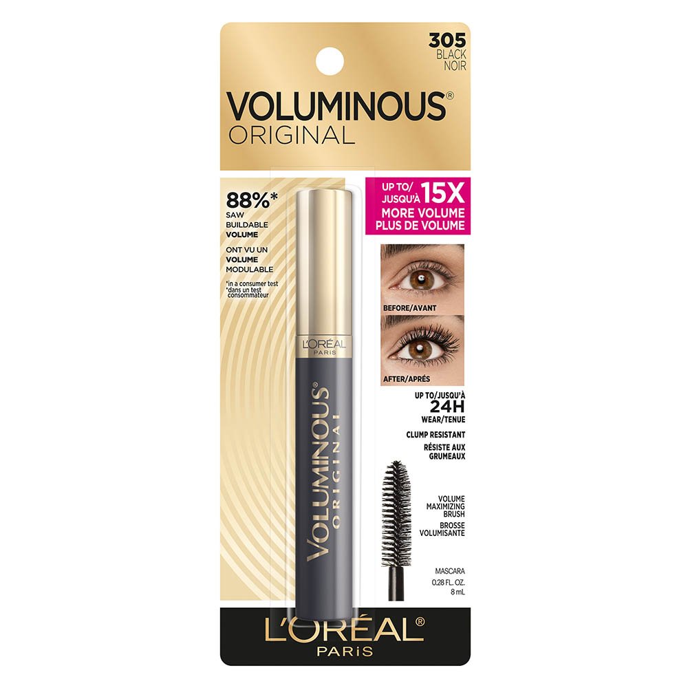 L'ORÉAL PARIS Voluminous Original Washable Bold Eye Mascara, 335 Carbon Black, 0.28 fl. oz.