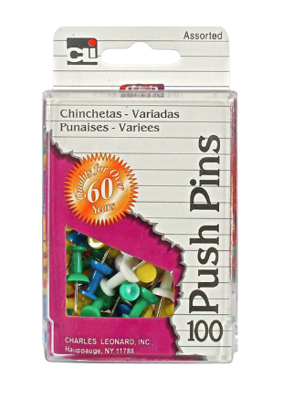 CLi Push Pins - Assorted, 100 count