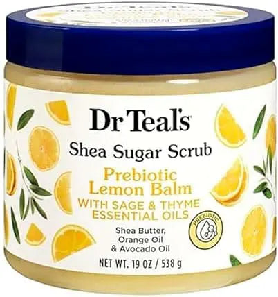 Dr Teals Shea Sugar Scrub Prebiotic Lemon Balm 19oz Jar