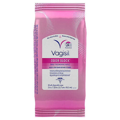 Vagisil Daily Freshening Wipes Odor Block 20 Count (3in)