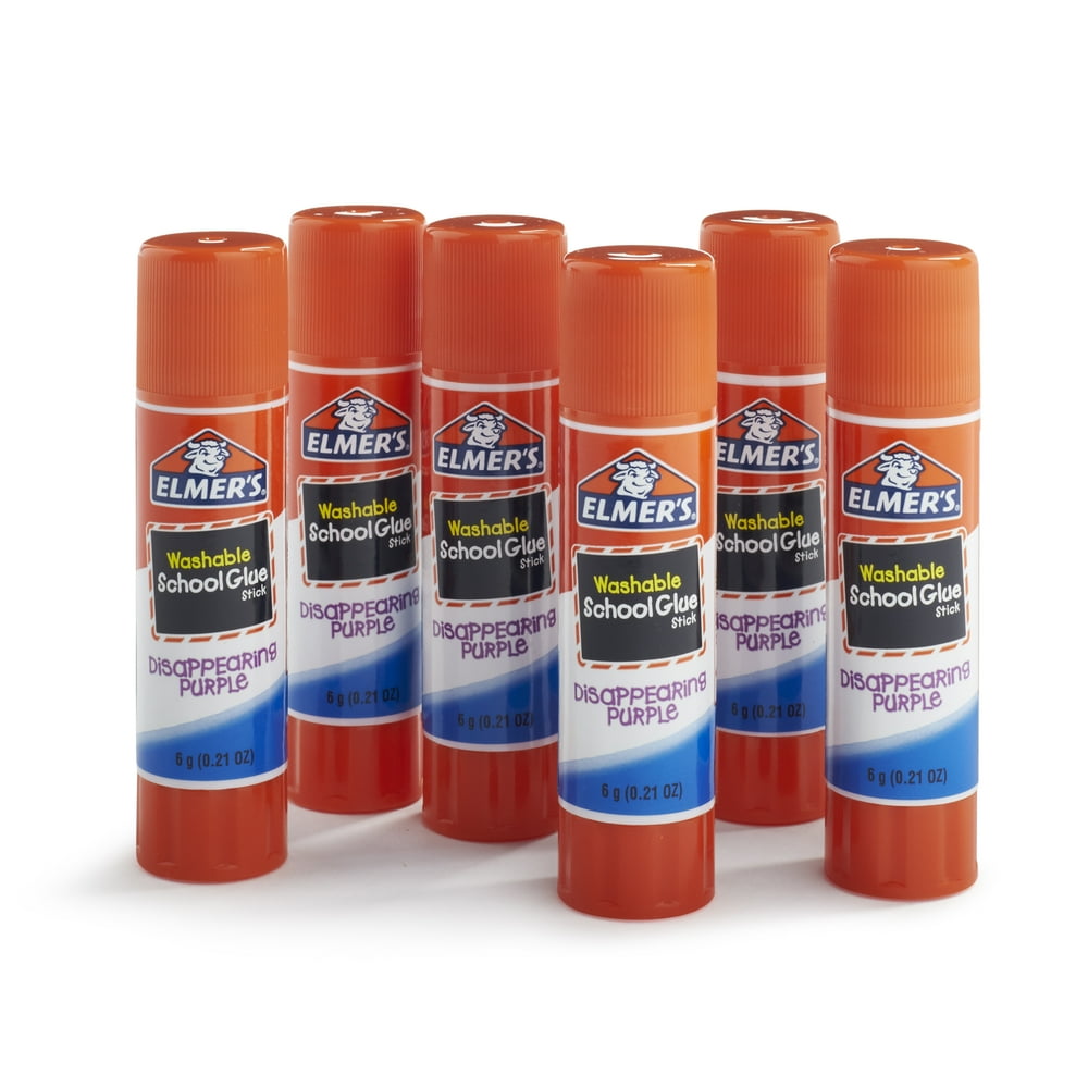 ELMER'S Washable School Glue Sticks - Disappearing Purple, 6 count