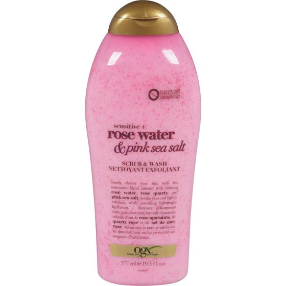 Ogx Body Scrub & Wash Rose Water & Pink Sea Salt 19.5oz