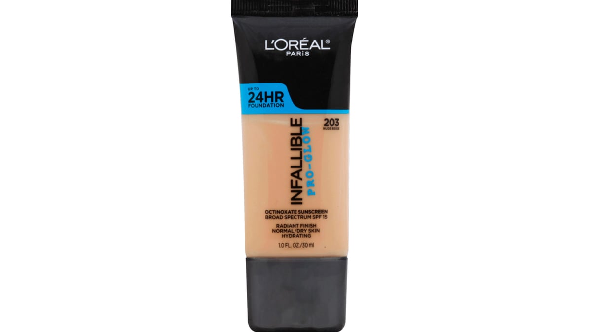 L'ORÉAL PARIS Infallible Pro-Glow Foundation, 203 Nude Beige, 1 fl. oz.