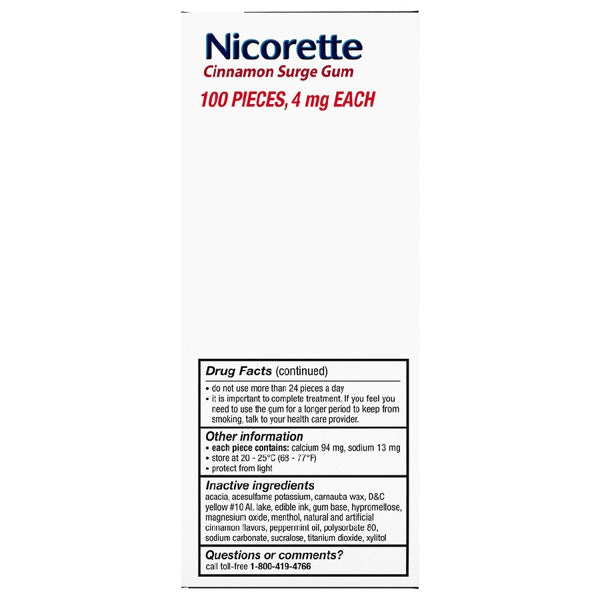 NICORETTE 4 MG CINNAMON GUM 100CT