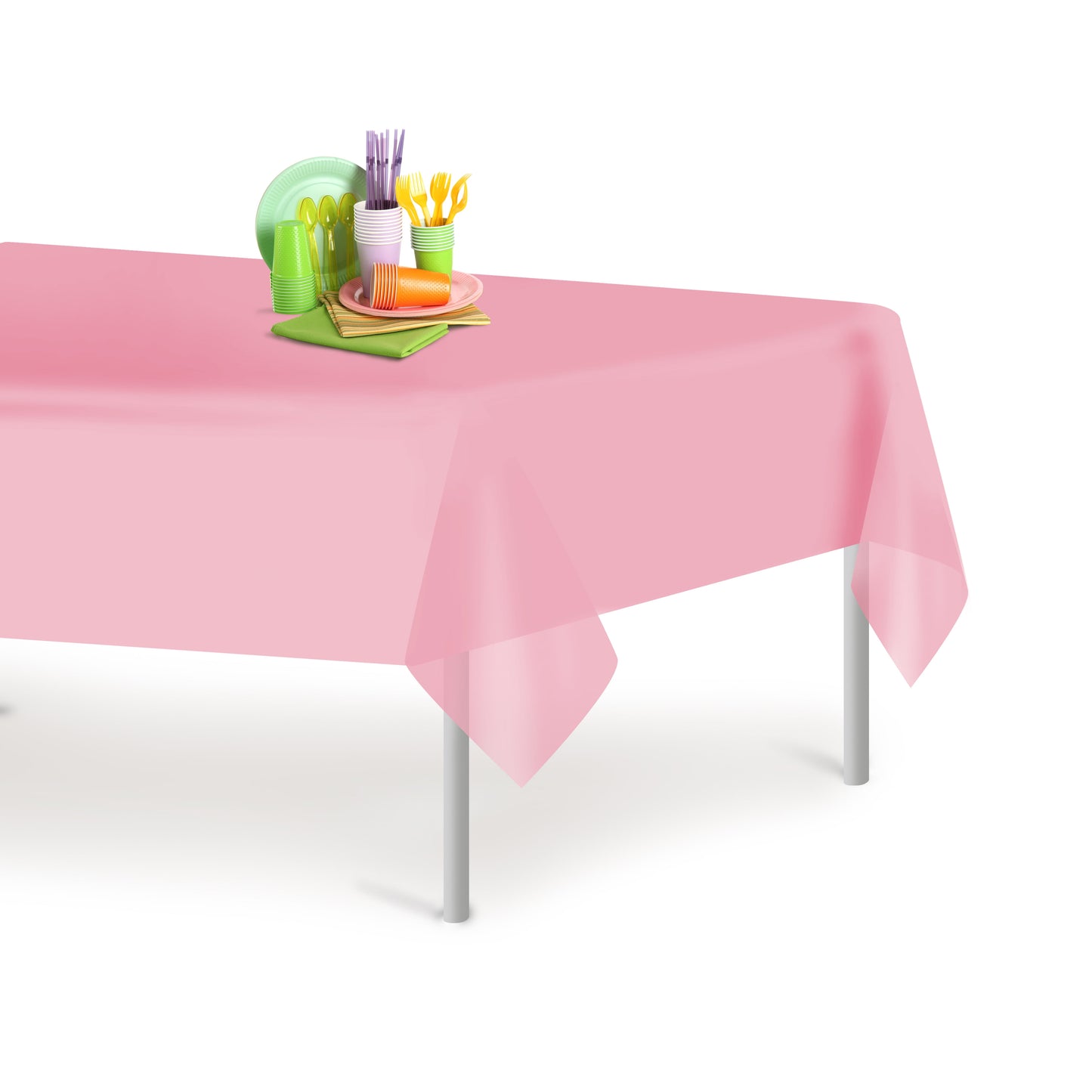 Unique Solid Rectangular Plastic Table Cover, 54" x 108" - Hot Pink