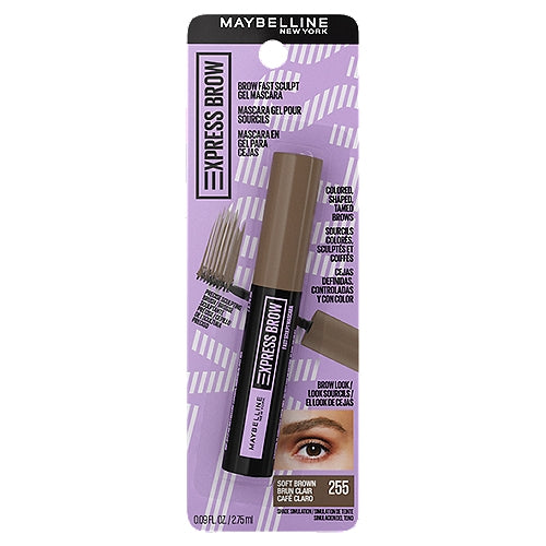 MAYBELLINE New York Express Brow Fast Sculpt Gel Brow Mascara, 260 Deep Brown, 0.09 oz