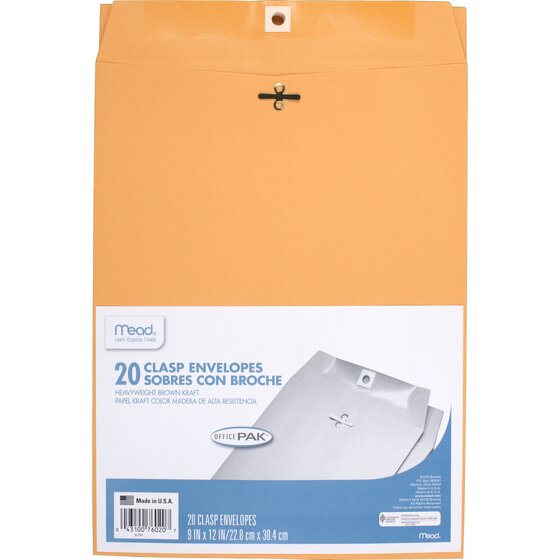 Mead Envelopes Heavyweight Brown Kraft Paper 9 IN x 12 IN