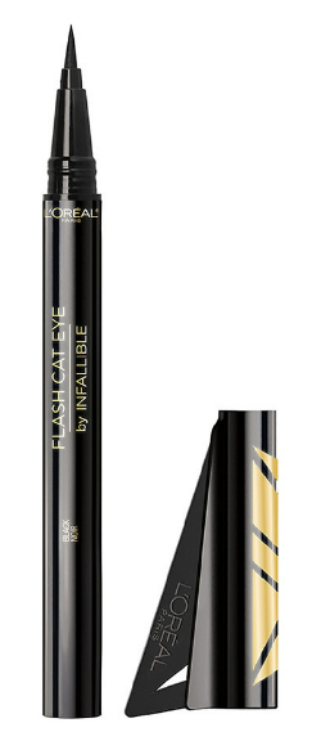 L'ORÉAL PARIS Infallible Flash Cat Eye Waterproof Brush Tip Liquid Eyeliner, 220 Black, 0.018 oz.