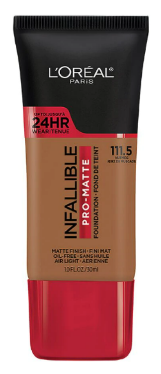 L'ORÉAL PARIS Infallible Pro-Matte Blendable Foundation, Oil Free, 111.5 Nutmeg, 1 fl. oz.