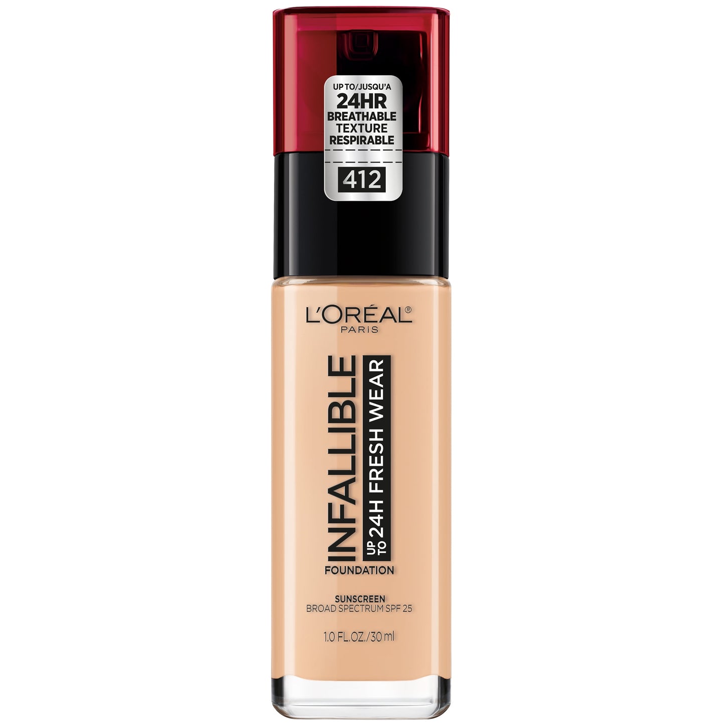 L'ORÉAL PARIS Infallible 32 Hour Fresh Wear Lightweight Foundation, 411 Beige Ivory, 1 oz.