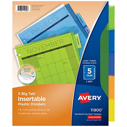 Avery Big Tab Insertable Dividers - Clear, 5 count