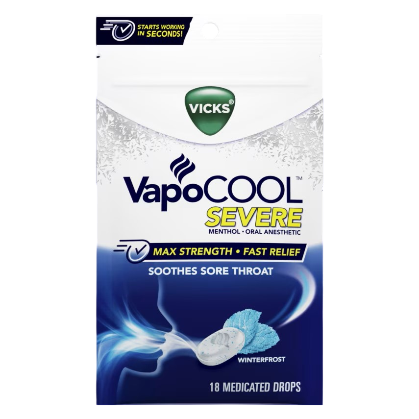 Vicks Vapocool Severe Menthol Cough Drop Winterfrst 18 Count