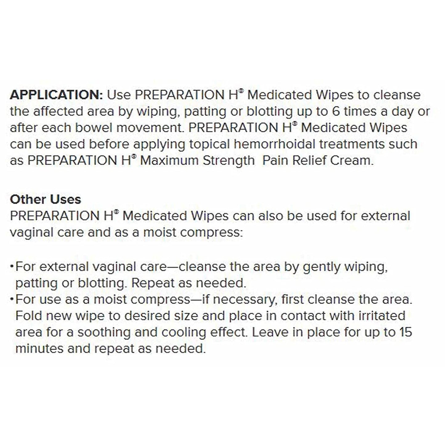 PREPARATION H MEDICATED WIPES WMN 48CT