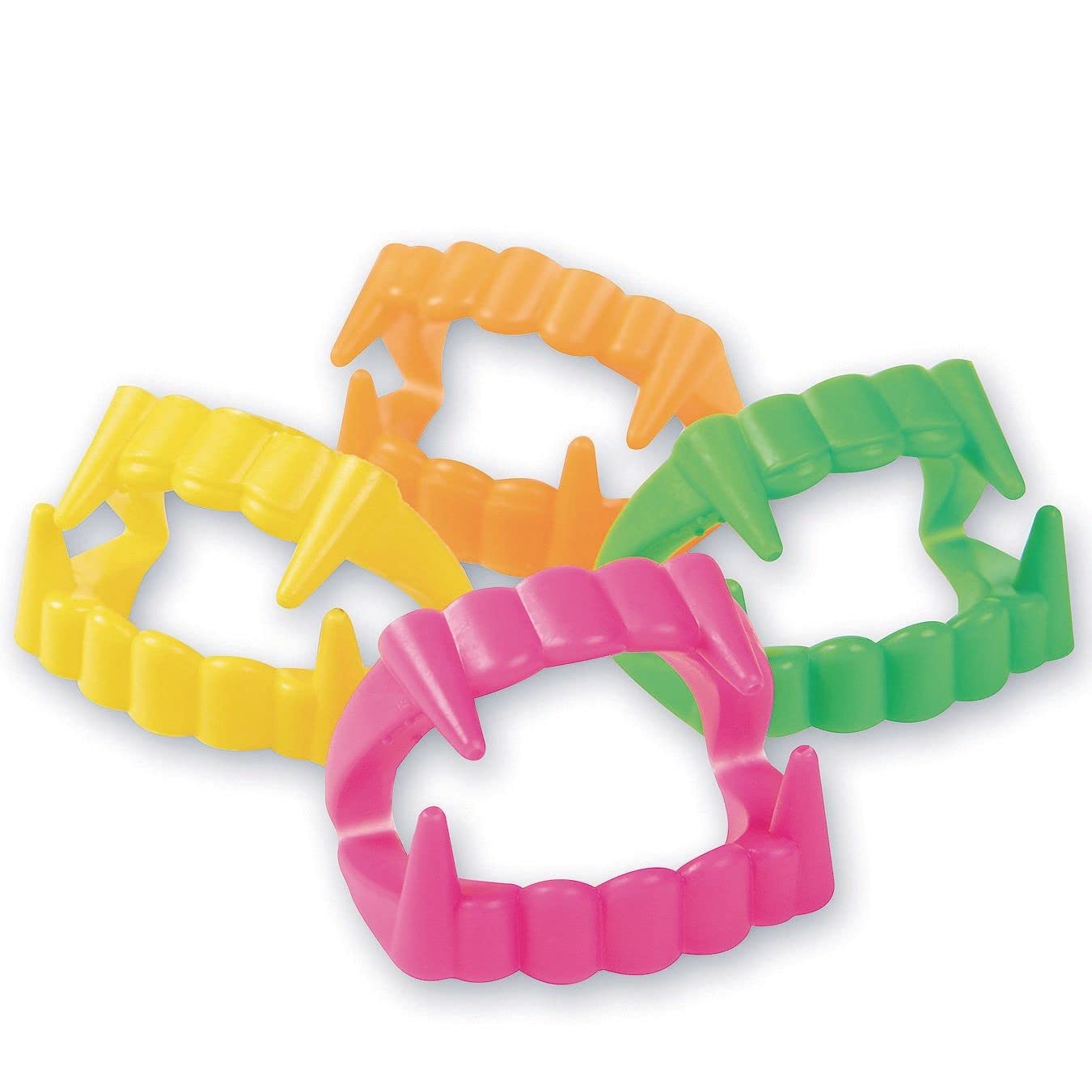12 PLASTIC NEON VAMPIRE TEETH