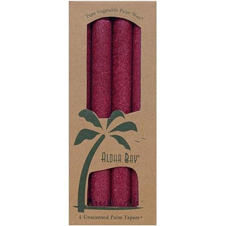 ALOHA BAY TAPER CANDLE,9IN,BURGUNDY
