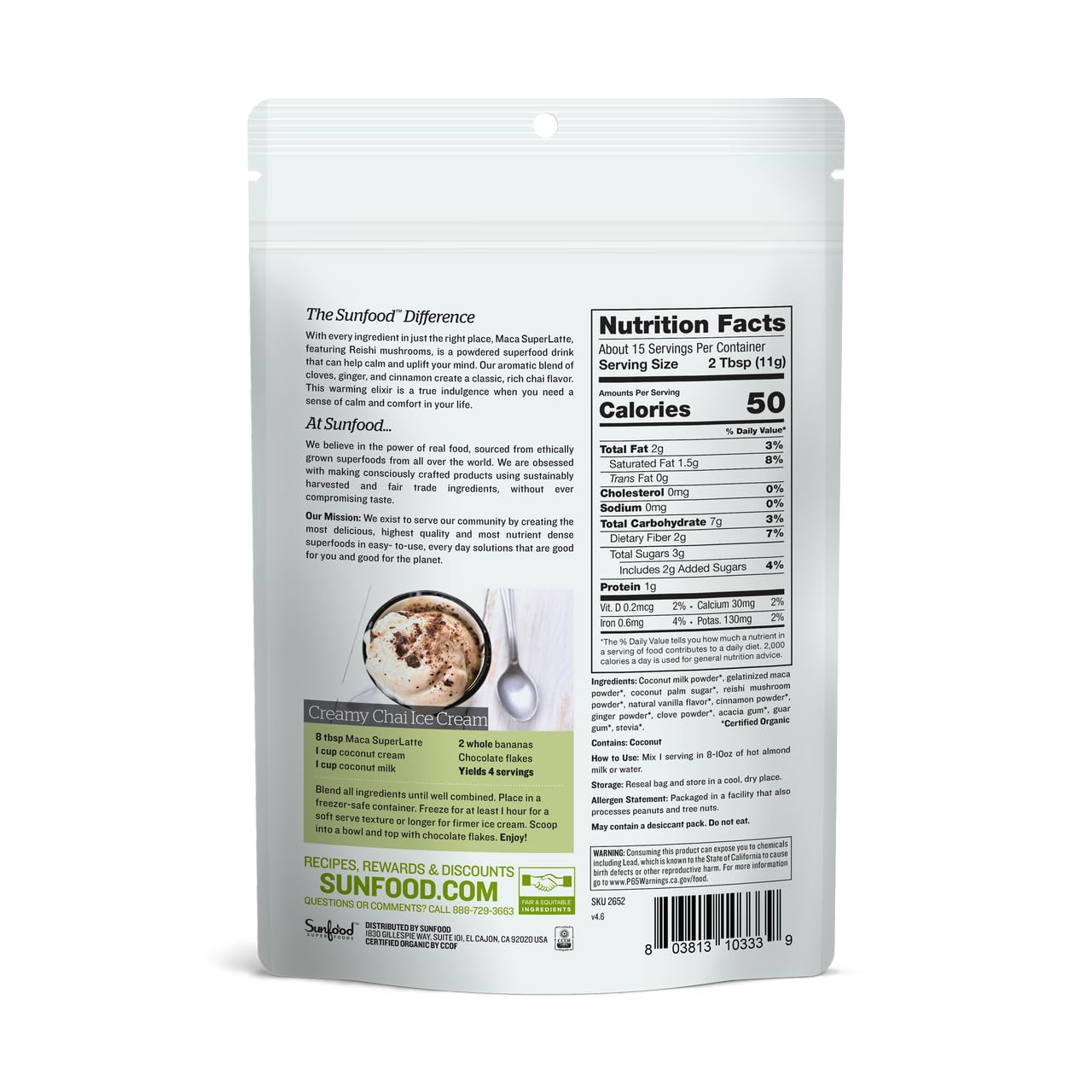 SUNFOOD SUPERLATTE,OG2,MATCHA