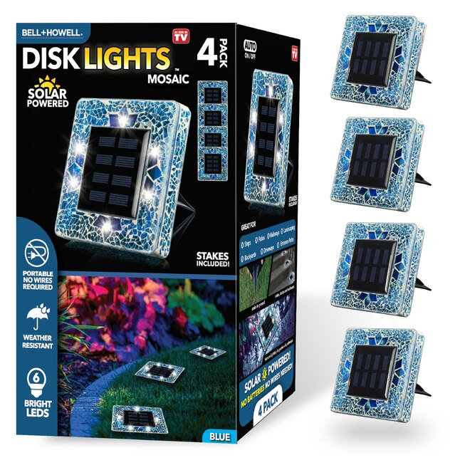 Bell + Howell LED Solar Powered Disk Lights, 4 count