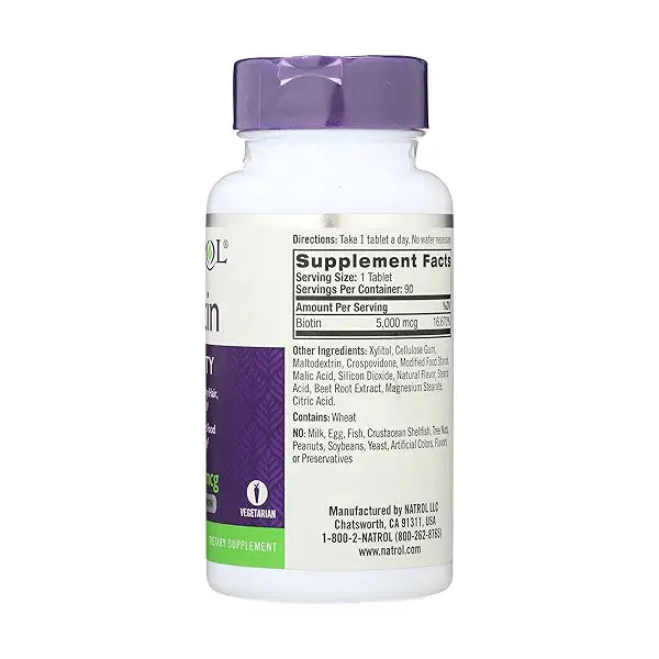 BIOTIN 5000MCG DISLV TAB 60+18 NAT TRU
