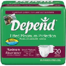 DEPEND FITTED BRIEF MAX ABS SM/MD 3X20CT