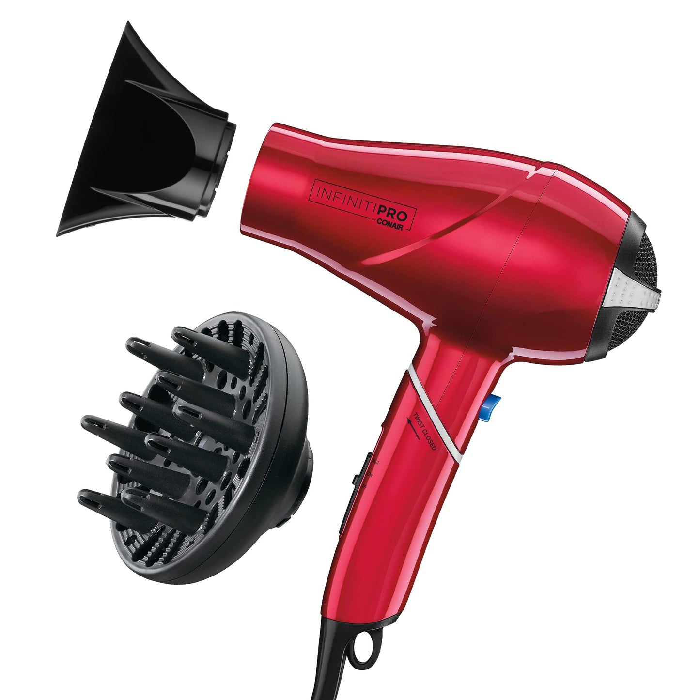 CONAIR Infinitipro 1875 Watt Compact Travel Hair Dryer with Twist Folding Handle - Red