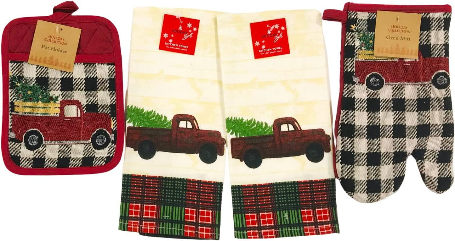 MUkitchen Christmas Trucks Kitchen Towel, 20" x 30"