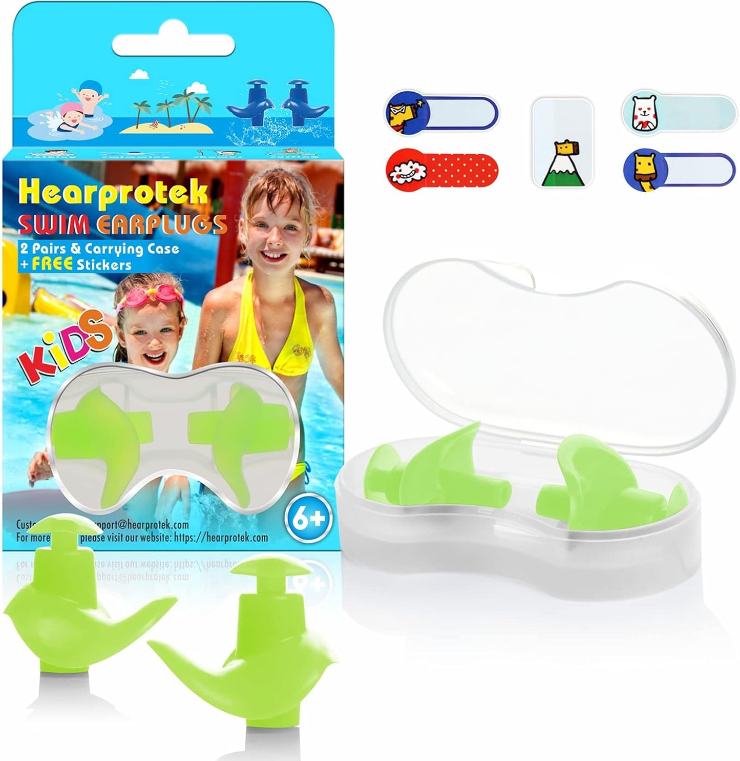 6 pair Kids Silicone Ear Plugs for Swimming.