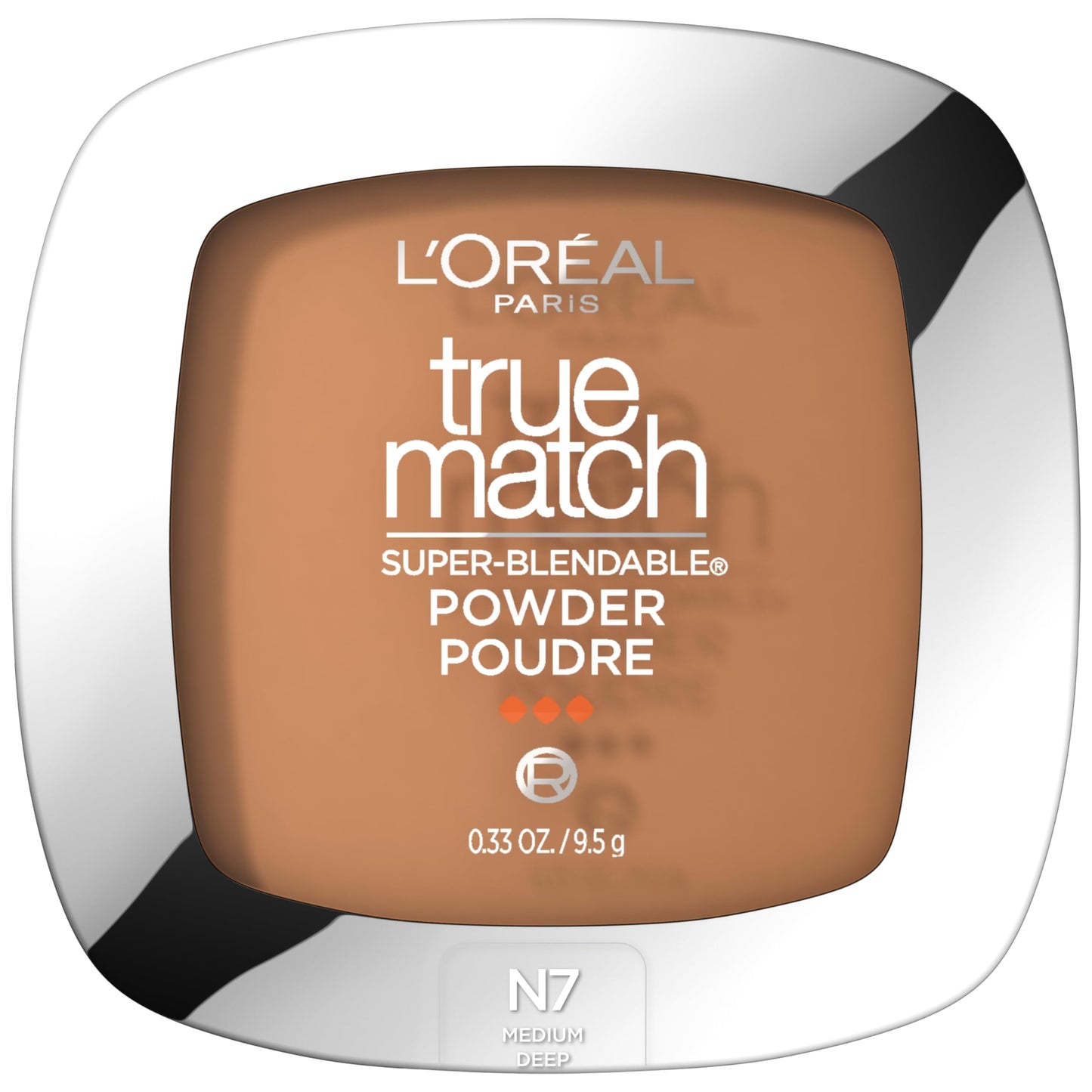 L'ORÉAL PARIS True Match Super-Blendable Oil Free Makeup Powder, N7 Medium Deep, 0.33 oz.
