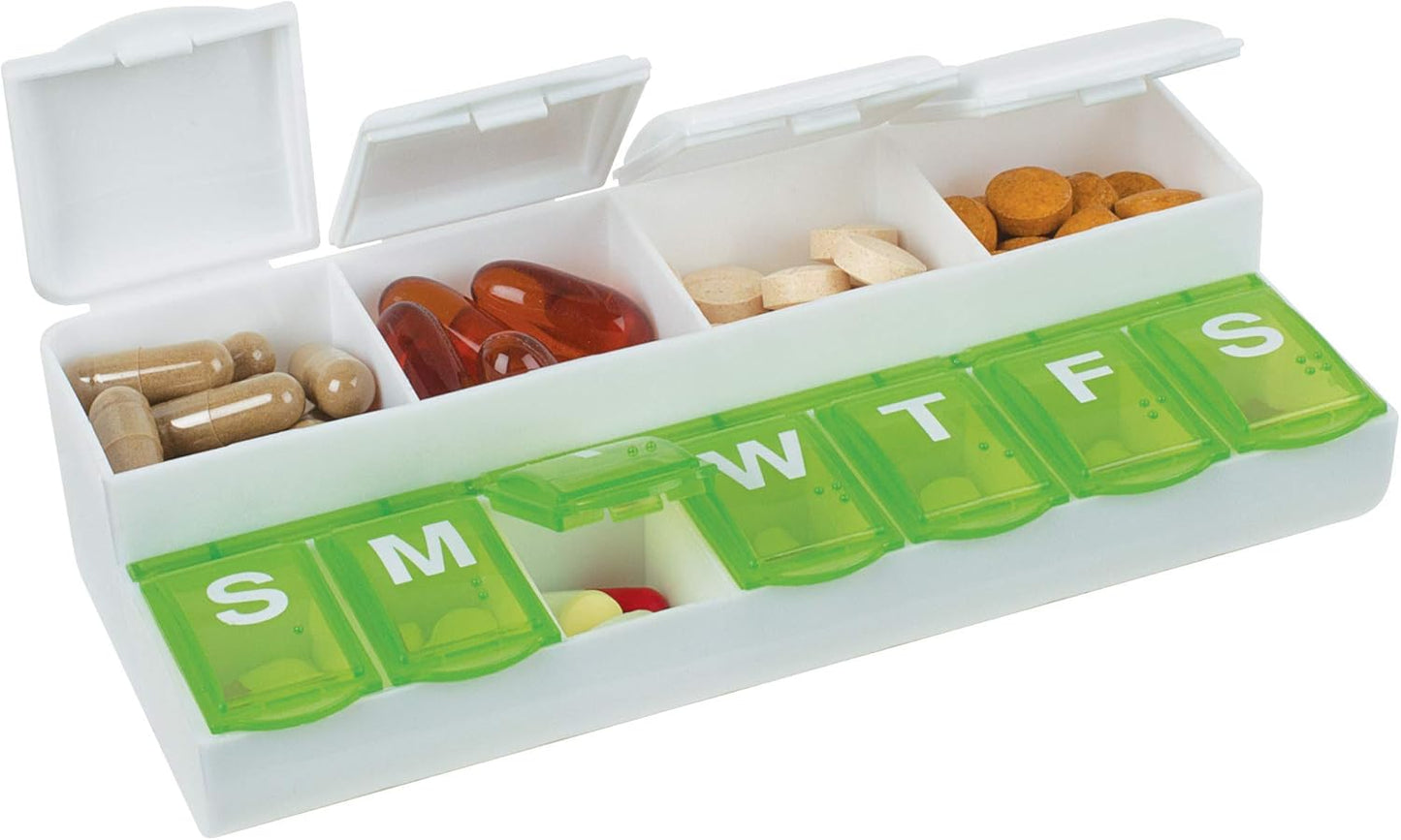 Ezy Dose (7-Day) Pill, Medicine, Vitamin Organizer Box Large Compartments Transparent Lids