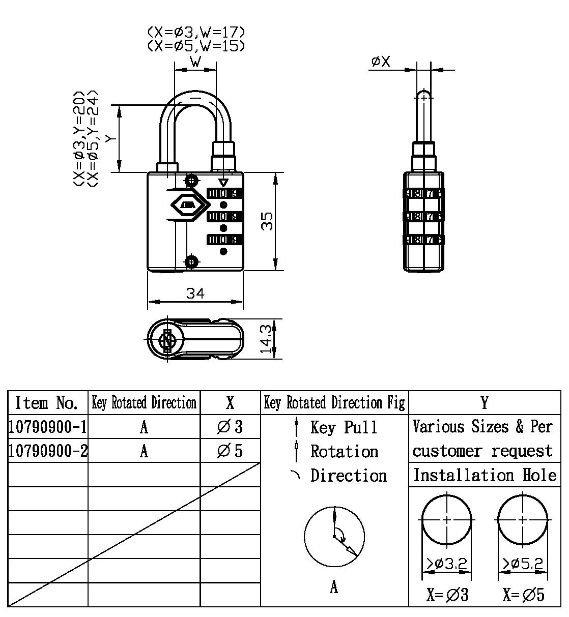 COMB PADLOCK WITH KEY CONTROL