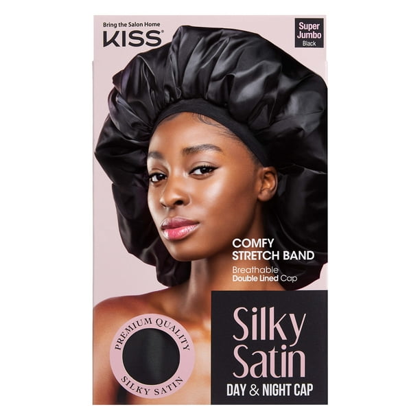KISS Colors & Care Silky Satin Double Wear Cap, Super Jumbo - Black