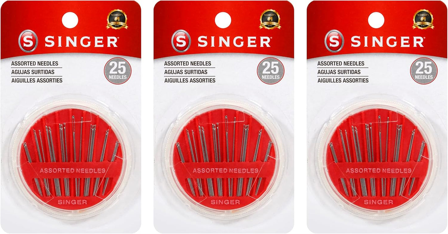 SINGER Assorted Hand Needles in Compact with Built-In Needle Threader Storage, 30 Count