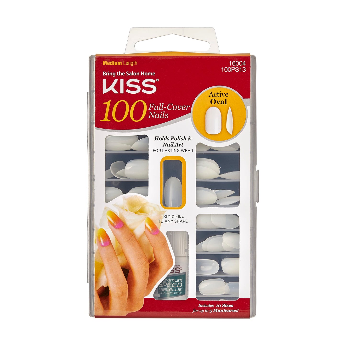 Kiss 100 Full Cover Nails Active Oval (Medium Length)