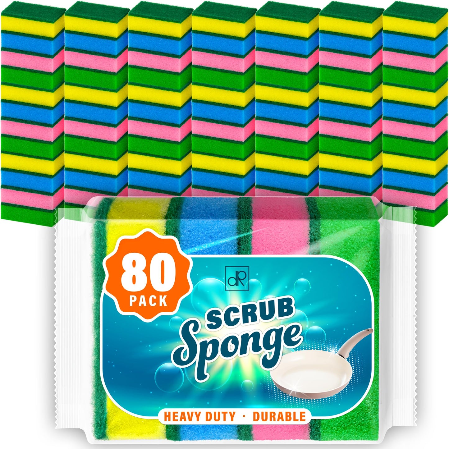 MUkitchen Designer Print Double Duty Scrub Sponge - Tiles Black