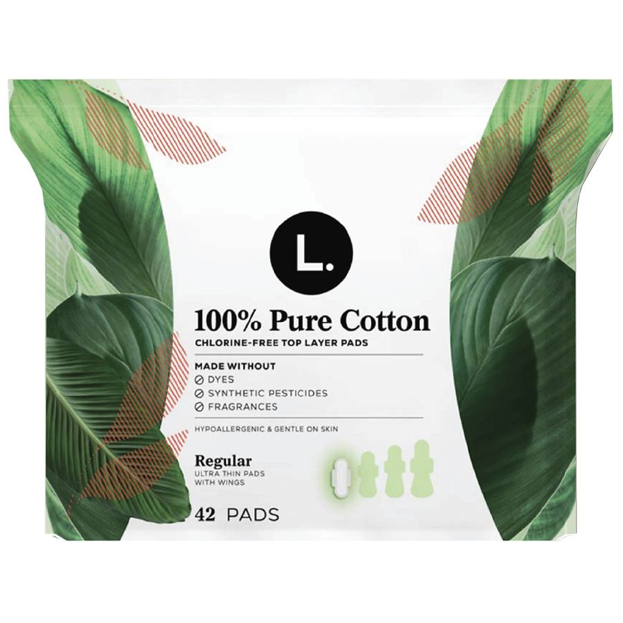 L. Pads Ultra Thin Cotton Top Layer Regular 42 Count Wings