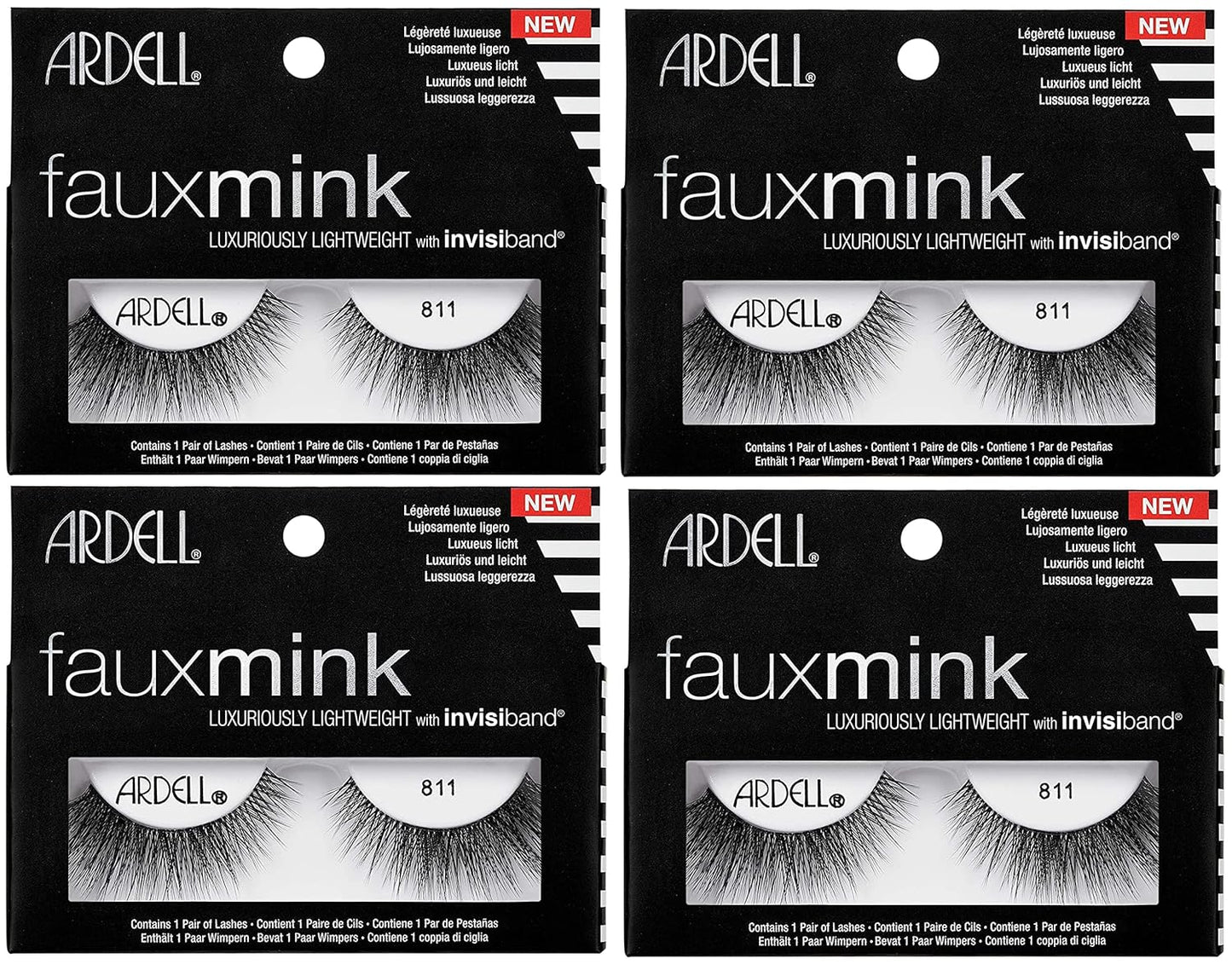 Ardell Faux Mink Lashes - 812 Black, 4 count