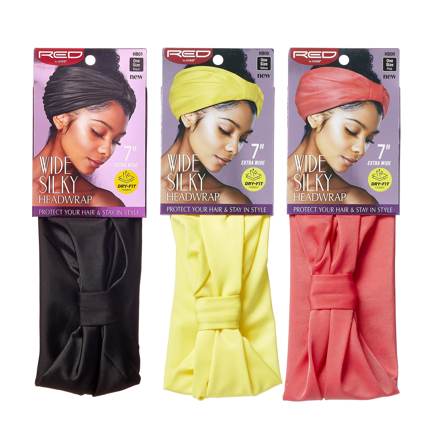 Kiss Red Wide Silky Headwrap 7Inch Extra Wide Black