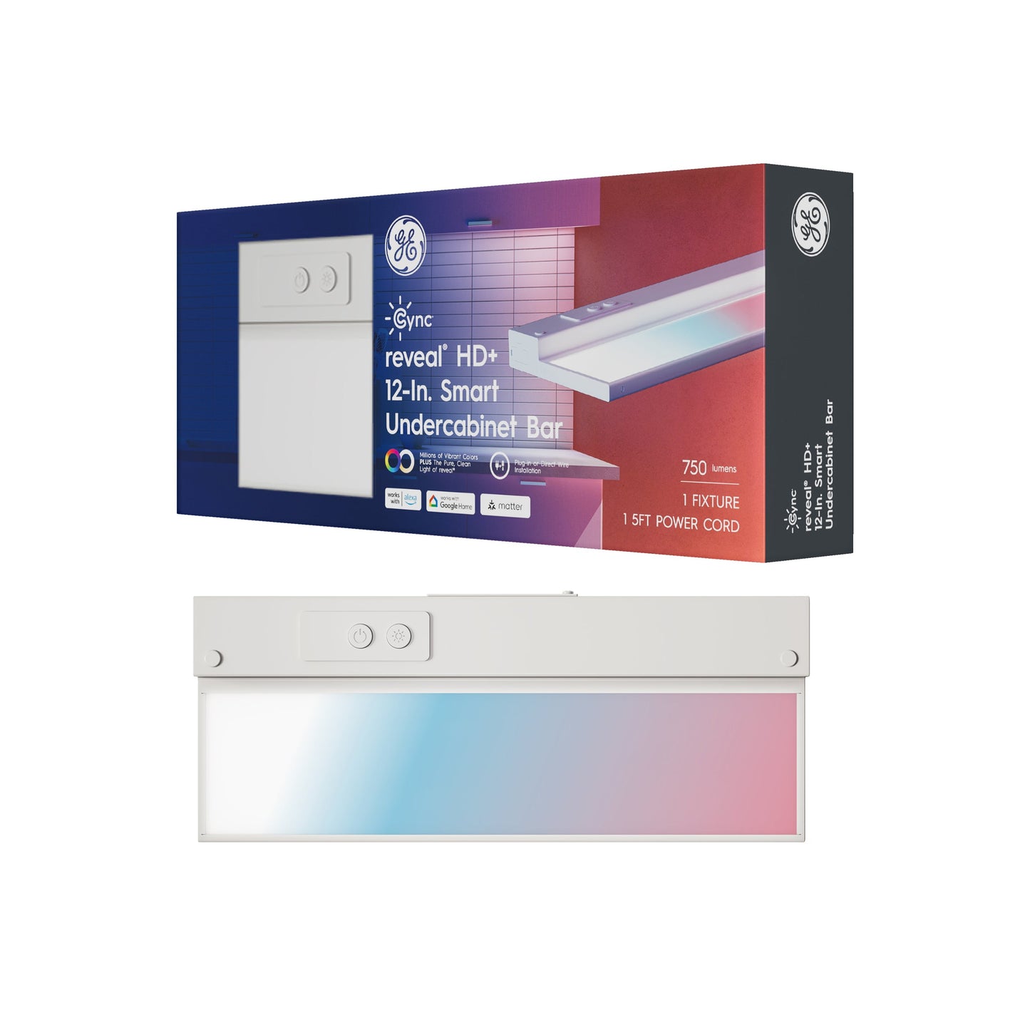 GE Lighting Cync Full Color reveal, General Purpose, A19, 60W, Replacement Smart LED Bulb