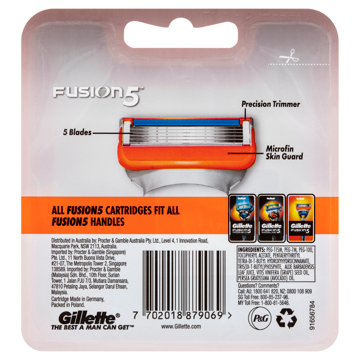 GILLETTE FUSION5 PRSHLD CARTRIDGE 8CT