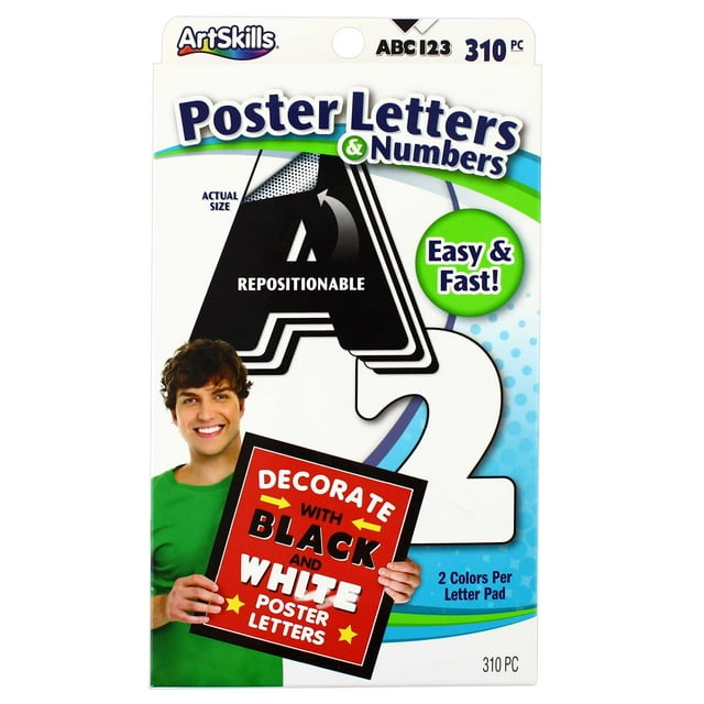 ArtSkills Dual Size Paper Poster Letters and Numbers - Black, 150 count