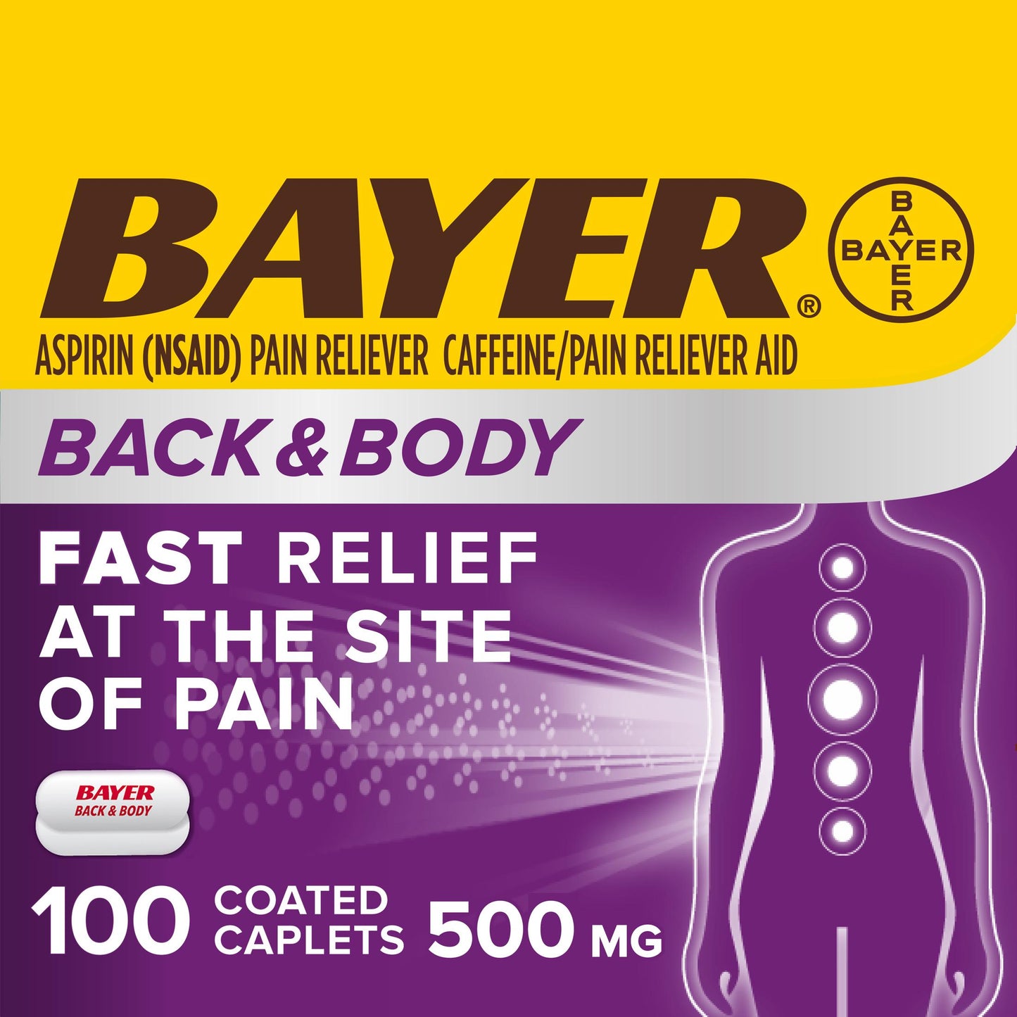 BAYER ASPIRIN CAPLET BACK BODY 50CT
