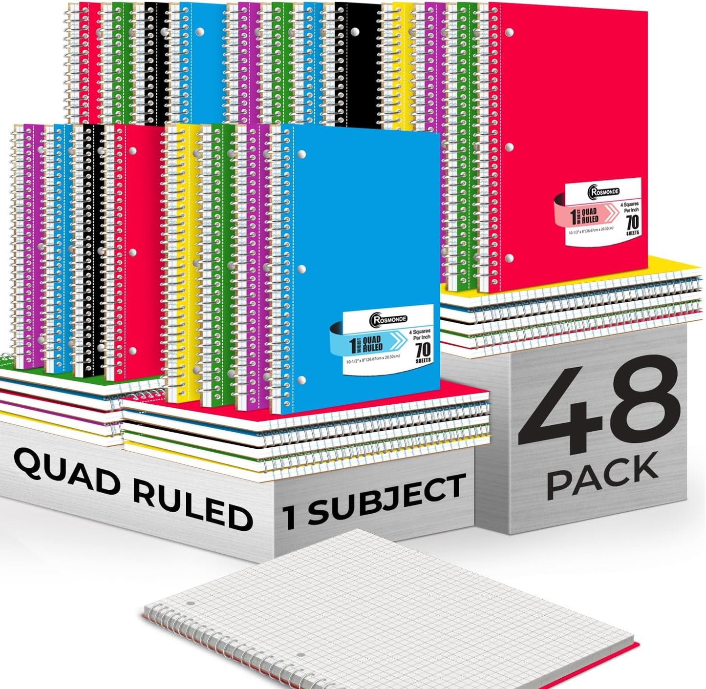 Roaring Spring 11"x9" Law Ruled Spiral Notebook, 3" Summary Margin, 20# Paper, Assorted Colors