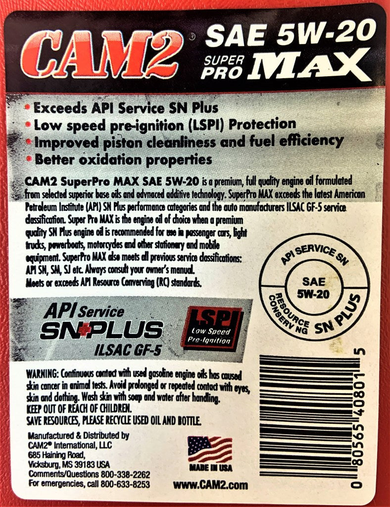 CAM2 Super Pro Max Synthetic Blend SAE 10W-30 Motor Oil