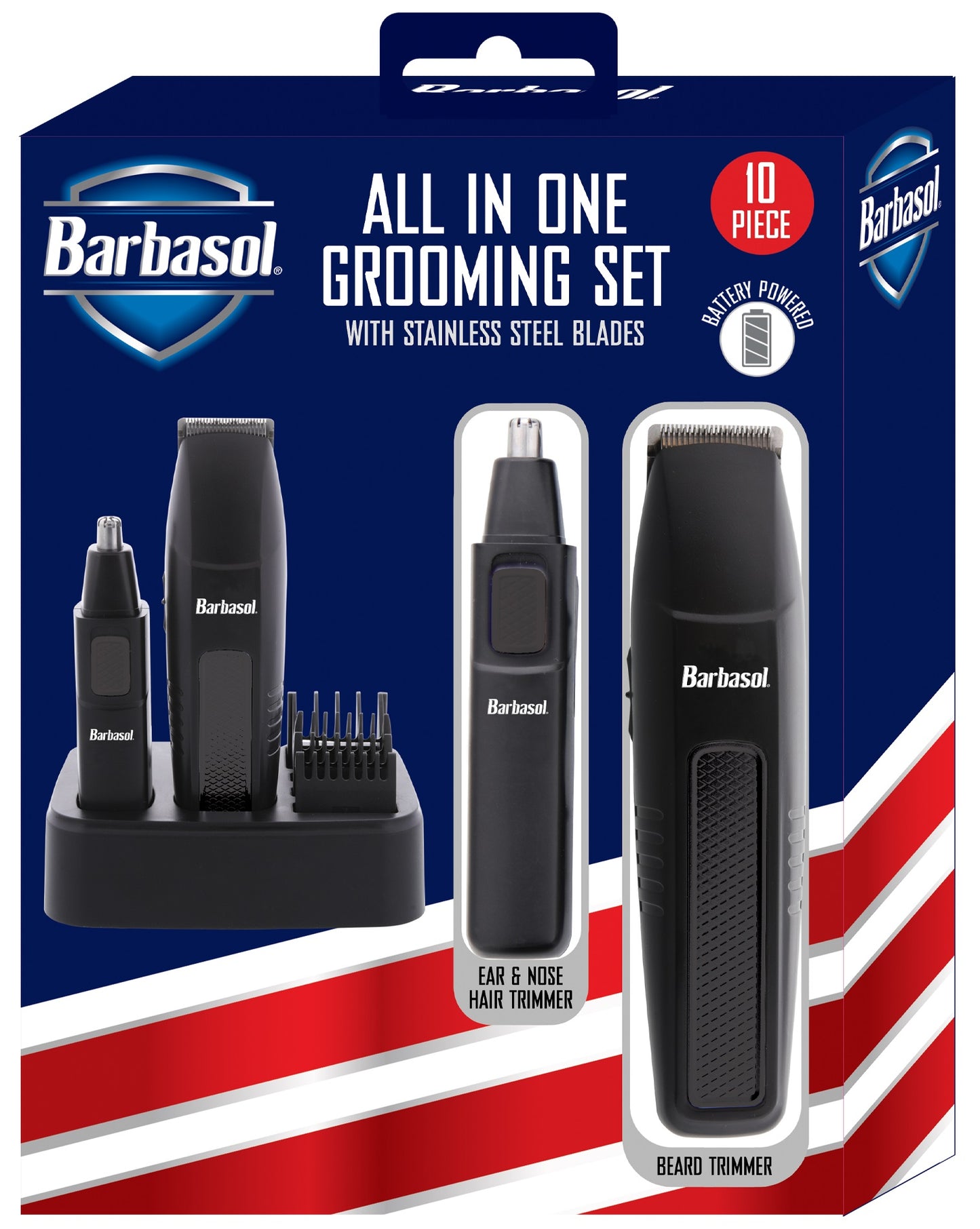 Barbasol All-In-One Grooming Kit 9 Piece Battery-Powered